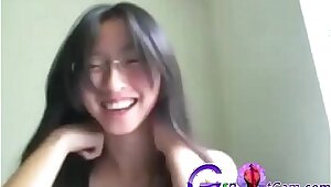 Hot Japanese girl enjoying at home